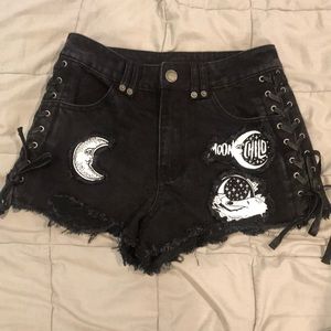 Killstar Moon Child Black Denim Shorts